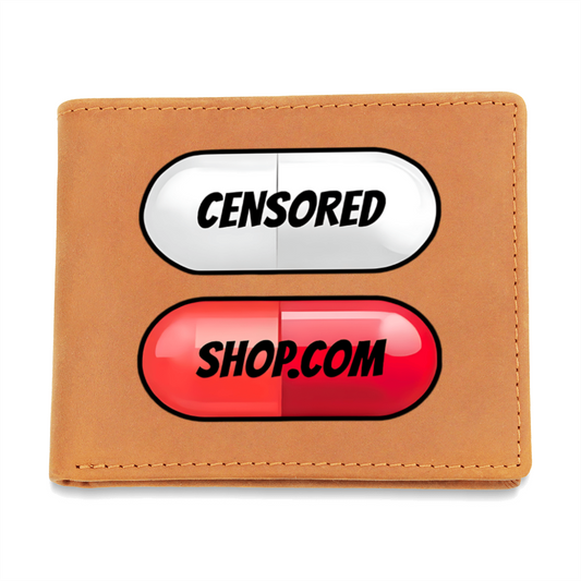 Cowhide Leather Wallet CensoredShop Logo Graphic