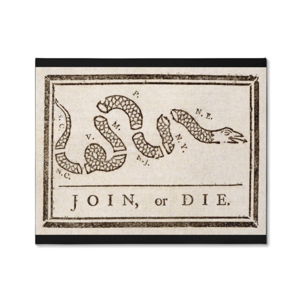 Join or Die Canvas Wall Art Revolutionary War Snake Libertarian Meme Merch Decor