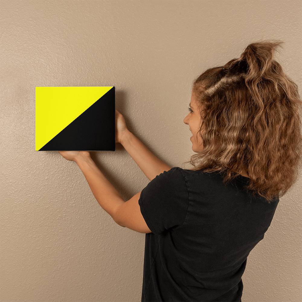 Ancap Flag Canvas Wall Art Gallery Wrapped Anarchocapitalist Black and Yellow Anarchist Libertarian Merch