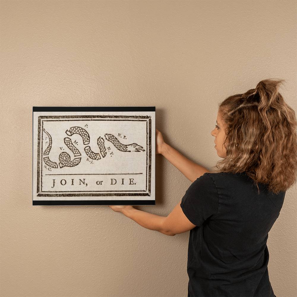 Join or Die Canvas Wall Art Revolutionary War Snake Libertarian Meme Merch Decor