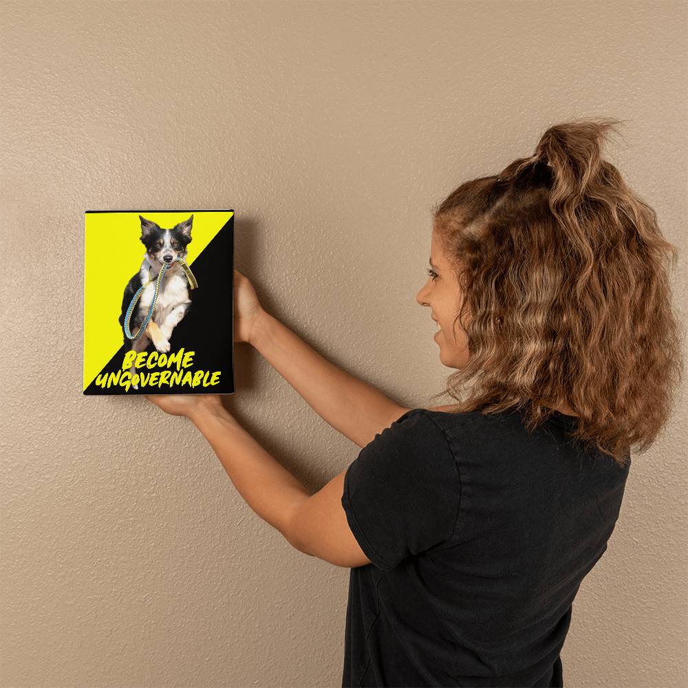 Become Ungovernable Canvas Wall Art Dog Meme Voluntaryist Ancap Flag Graphic Anarchocapitalist Anarchist Libertarian Merch Decor