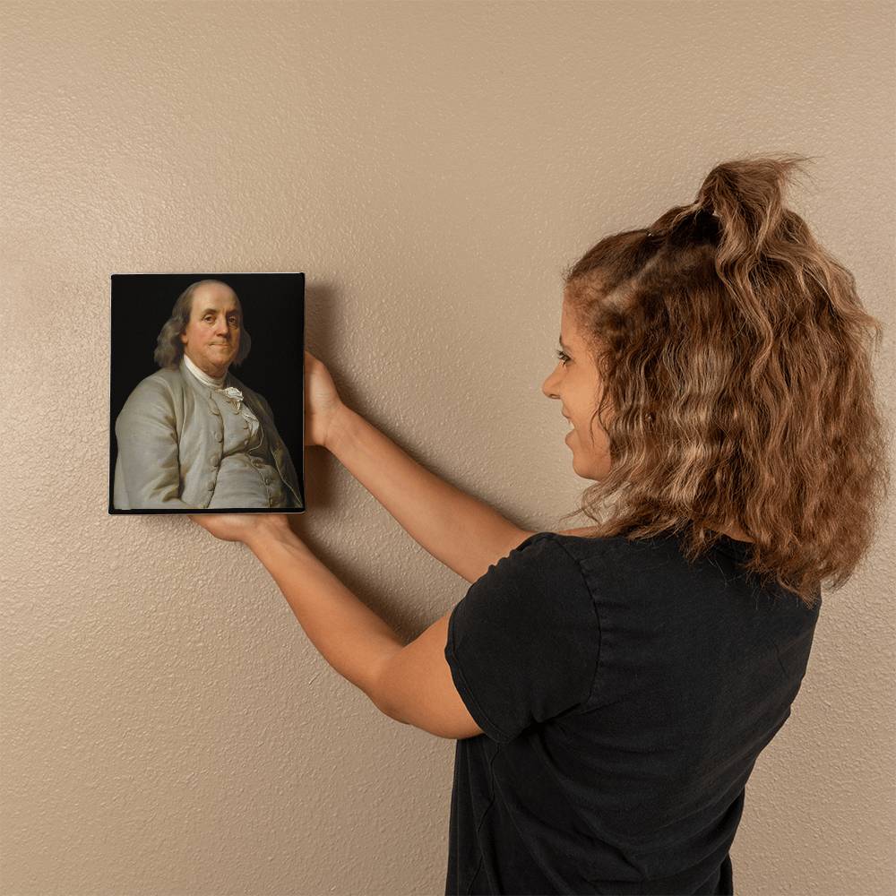 Ben Franklin Portrait Canvas Wall Art Benjamin Joseph-Siffred Duplessis Famous Painting Artwork Decor