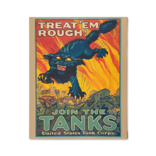 Treat Em Rough Join The Tanks Canvas Wall Art WW1 Propaganda Poster United States Tank Corps World War I Decor