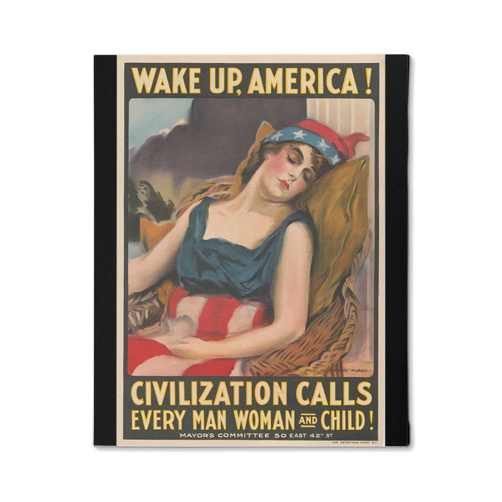 WW1 Propaganda Poster Canvas Wall Art Wake Up America Civilization Calls World War I Decor