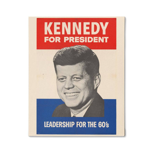 John F Kennedy for President Canvas Wall Art Vintage Campaign Poster Leadership for the 60's JFK Merch Decor