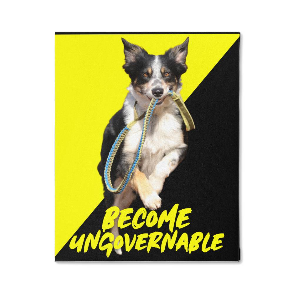 Become Ungovernable Canvas Wall Art Dog Meme Voluntaryist Ancap Flag Graphic Anarchocapitalist Anarchist Libertarian Merch Decor