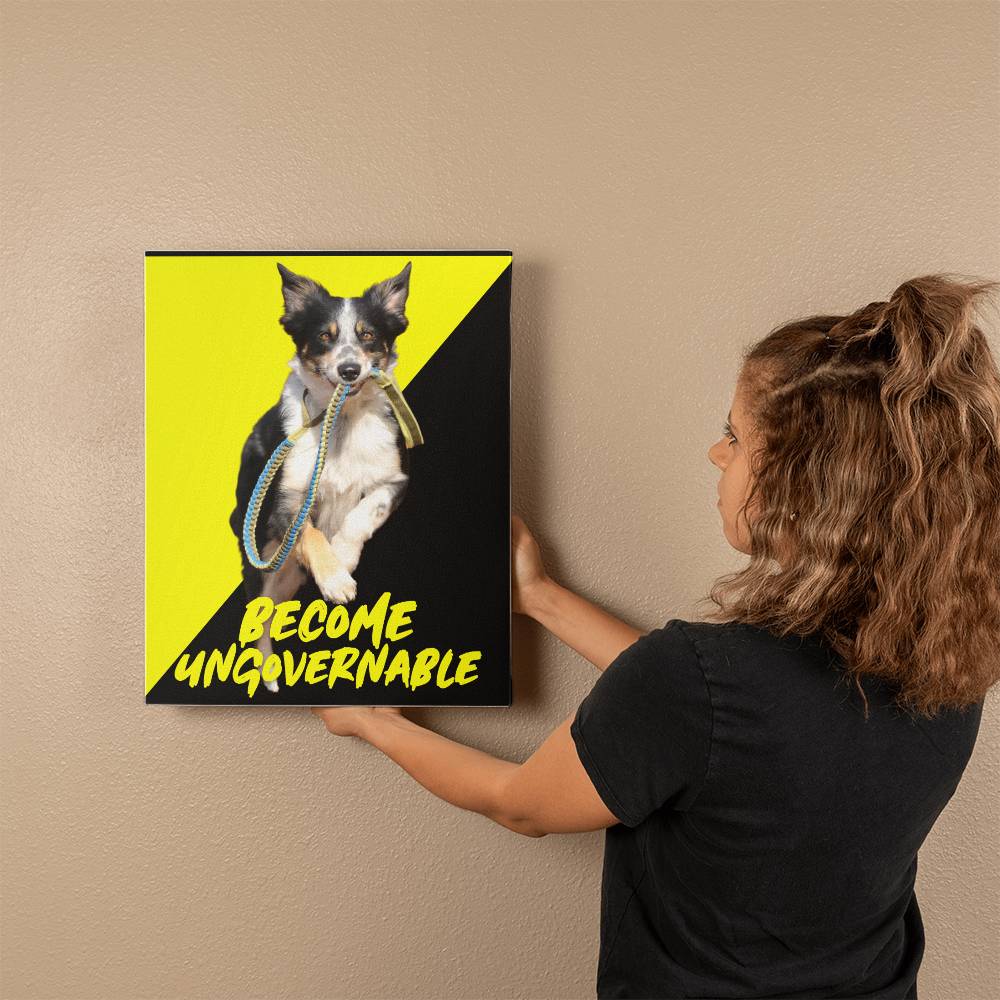 Become Ungovernable Canvas Wall Art Dog Meme Voluntaryist Ancap Flag Graphic Anarchocapitalist Anarchist Libertarian Merch Decor