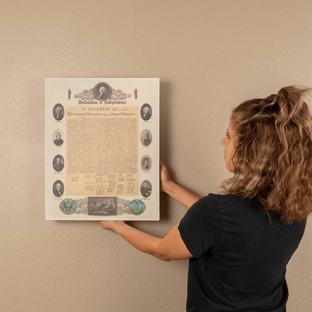 Declaration of Independence Canvas Wall Art 1776 Painting and Pictures of Signers Patriotic Decor