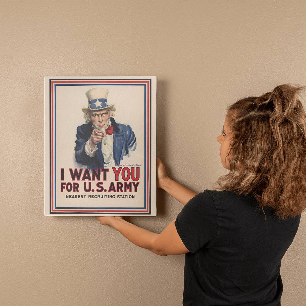 Uncle Sam I Want You for U.S. Army Canvas Wall Art WW1 Propaganda Poster by James Montgomery Flagg