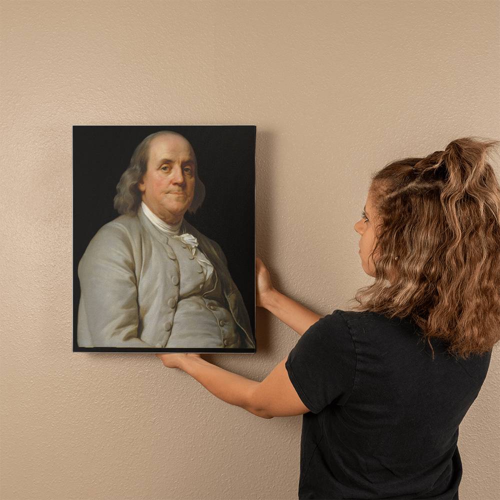 Ben Franklin Portrait Canvas Wall Art Benjamin Joseph-Siffred Duplessis Famous Painting Artwork Decor