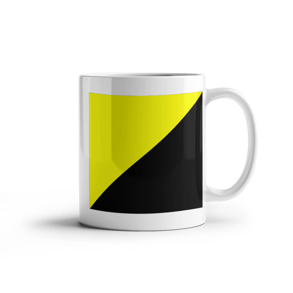 Ancap Flag Coffee Mug (11 oz) Anarchocapitalist Black and Yellow Anarchist Libertarian Merch