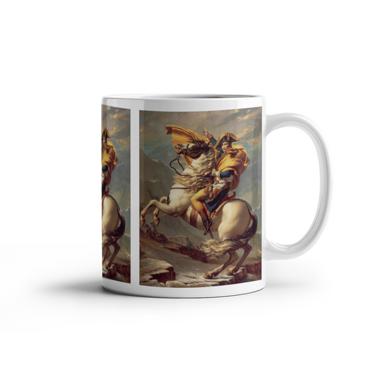 Napoleon Crossing the Alps Coffee Mug (11 oz) Famous Painting by Jacques-Louis David Artwork Cup