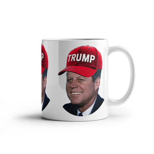 JFK Wearing Trump Hat Coffee Mug John F Kennedy Meme Graphic Funny Mugs for Trump 2024 Supporters