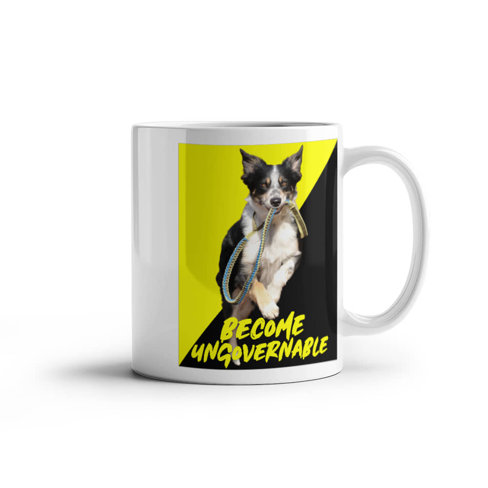 Become Ungovernable Coffee Mug (11 oz) Dog Meme Voluntaryist Ancap Flag Graphic Anarchocapitalist Anarchist Libertarian Merch