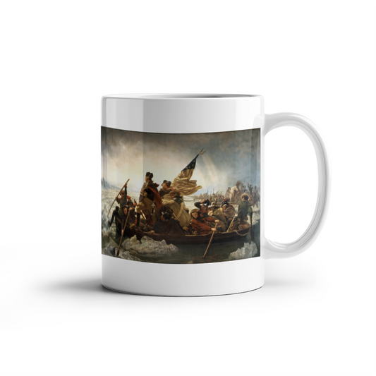 George Washington's Crossing of the Delaware River Coffee Mug (11 oz) Patriotic Famous Painting Mugs Emanuel Leutze Art