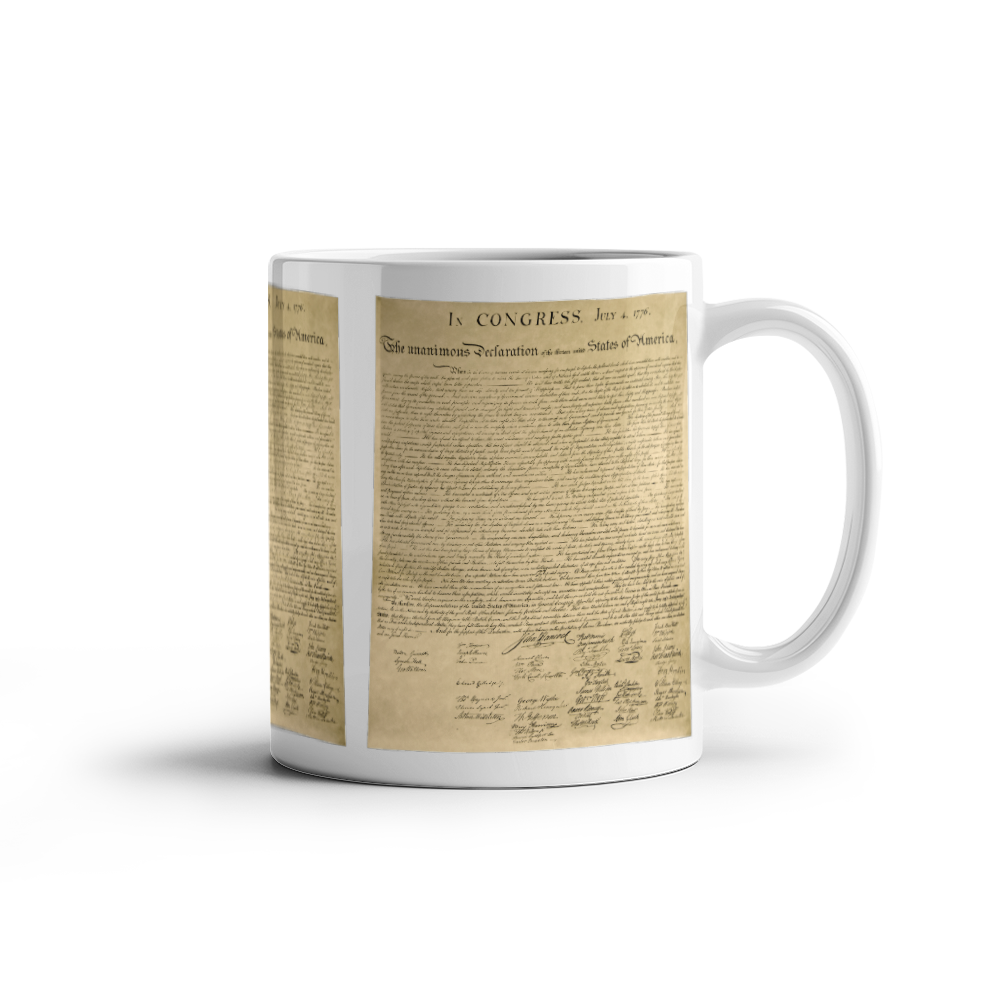 Declaration of Independence Graphic Coffee Mug (11 oz) Patriotic Mugs for Conservatives