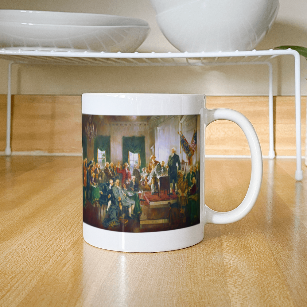 Scene at the Signing of the Constitution of the United States Coffee Mug (11 oz) 1787 Patriotic Mugs for Libertarian Conservatives