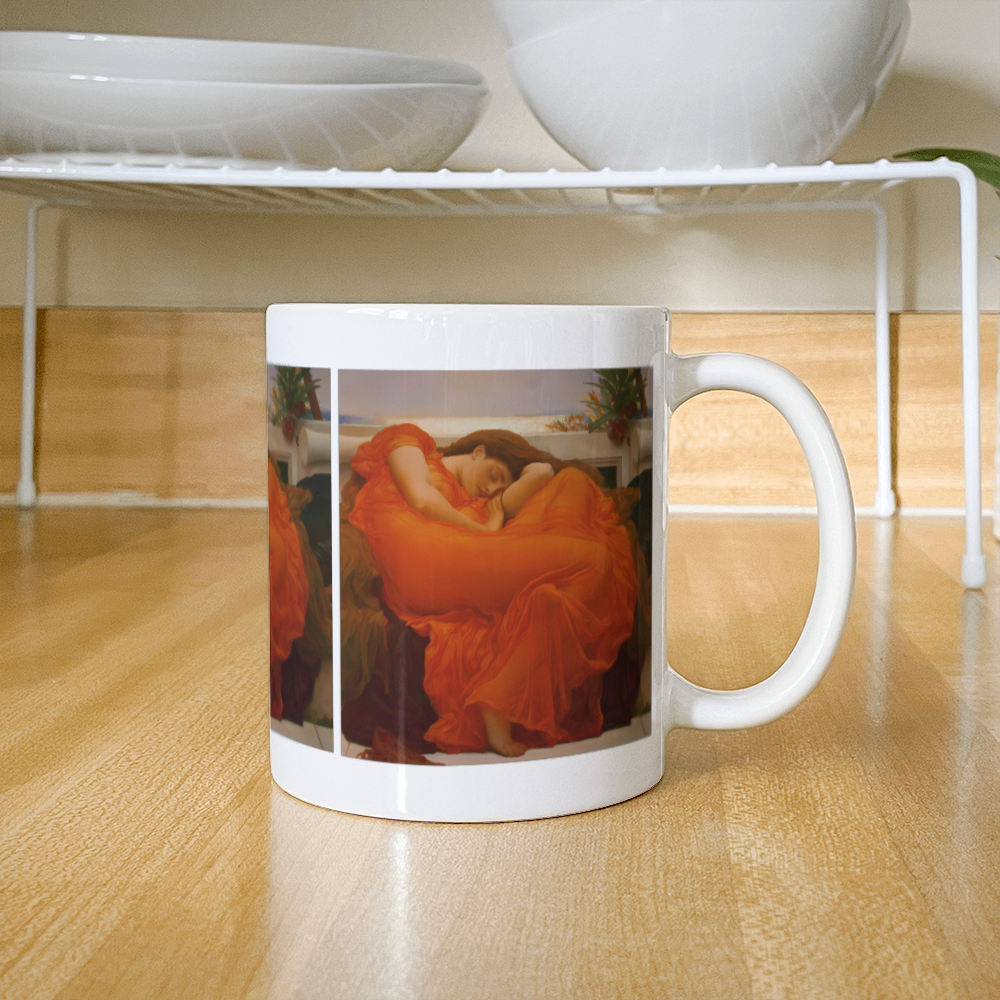 Flaming June Coffee Mug (11 oz) Famous Painting Mugs for Art Lovers Frederic Leighton Artwork