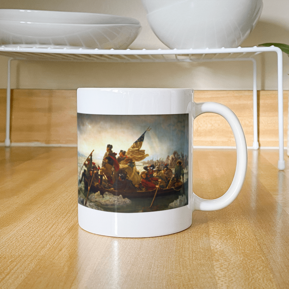 George Washington's Crossing of the Delaware River Coffee Mug (11 oz) Patriotic Famous Painting Mugs Emanuel Leutze Art