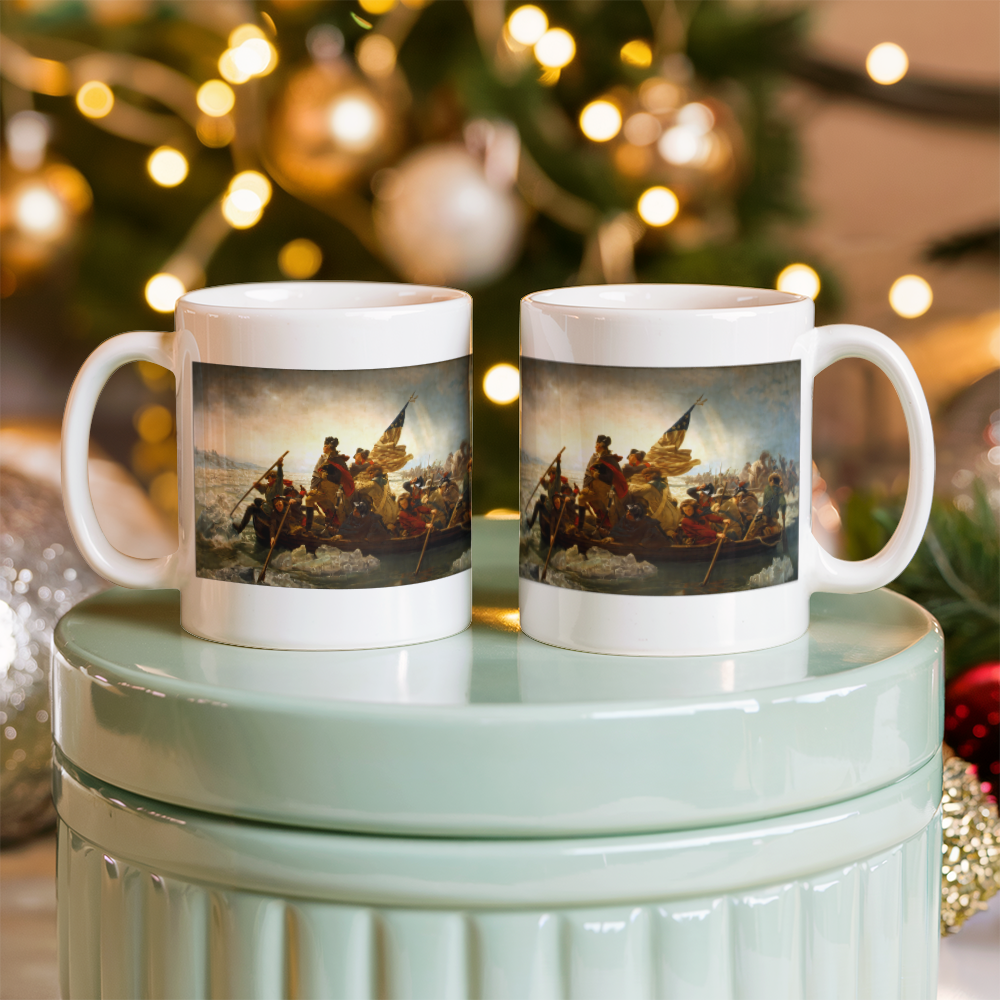 George Washington's Crossing of the Delaware River Coffee Mug (11 oz) Patriotic Famous Painting Mugs Emanuel Leutze Art