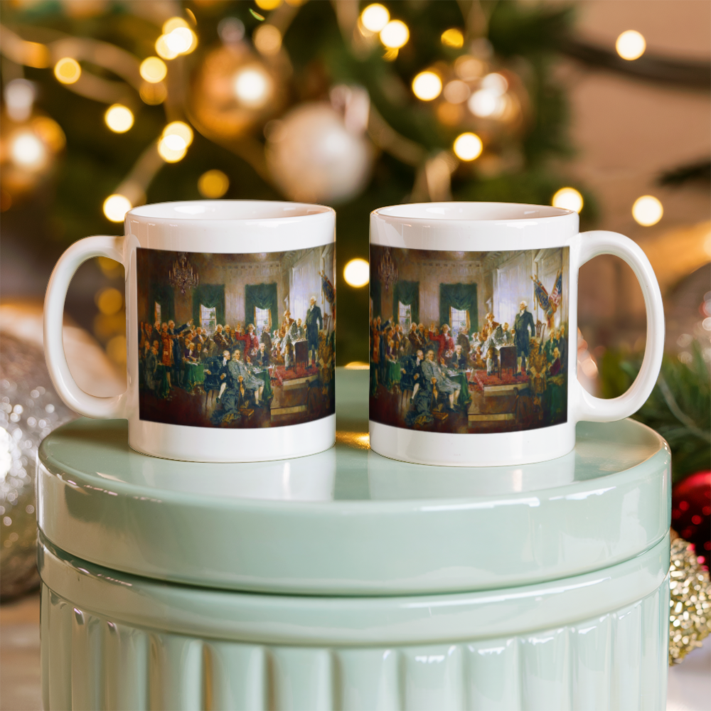 Scene at the Signing of the Constitution of the United States Coffee Mug (11 oz) 1787 Patriotic Mugs for Libertarian Conservatives