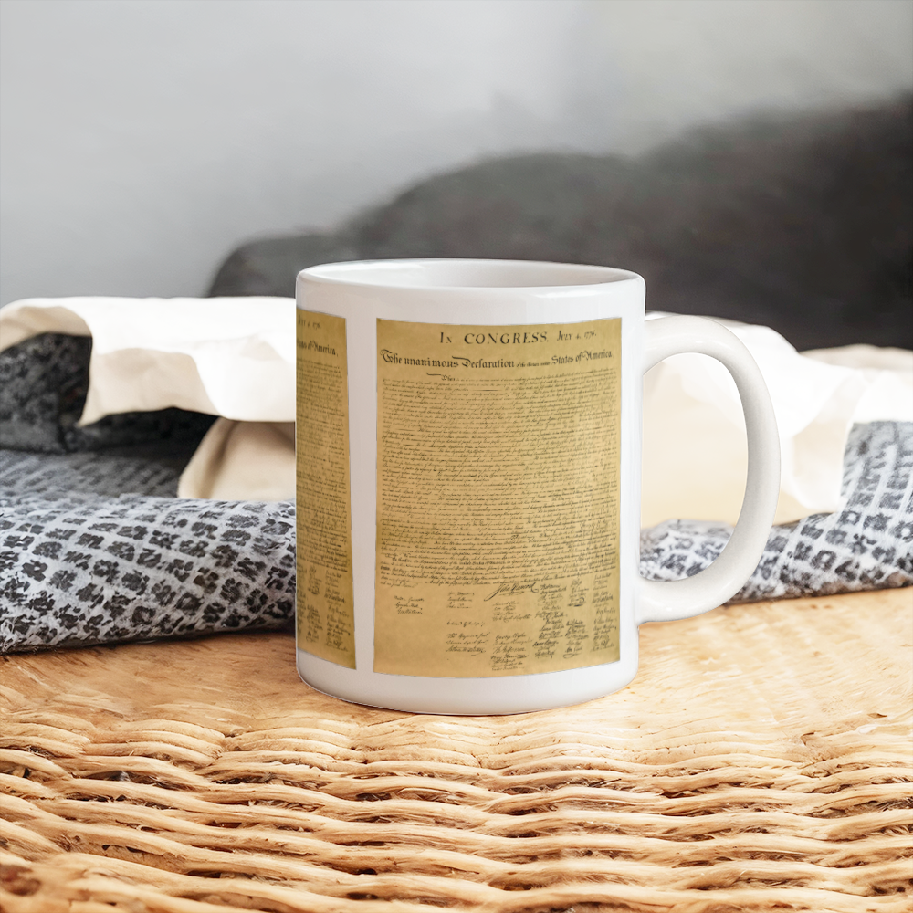 Declaration of Independence Graphic Coffee Mug (11 oz) Patriotic Mugs for Conservatives