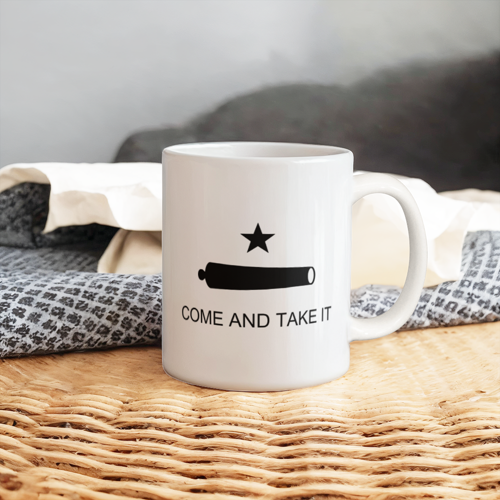 Come and Take It Coffee Mug (11 oz)Battle of Gonzales Flag Cannon 2A Political Mugs for Libertarian Conservatives