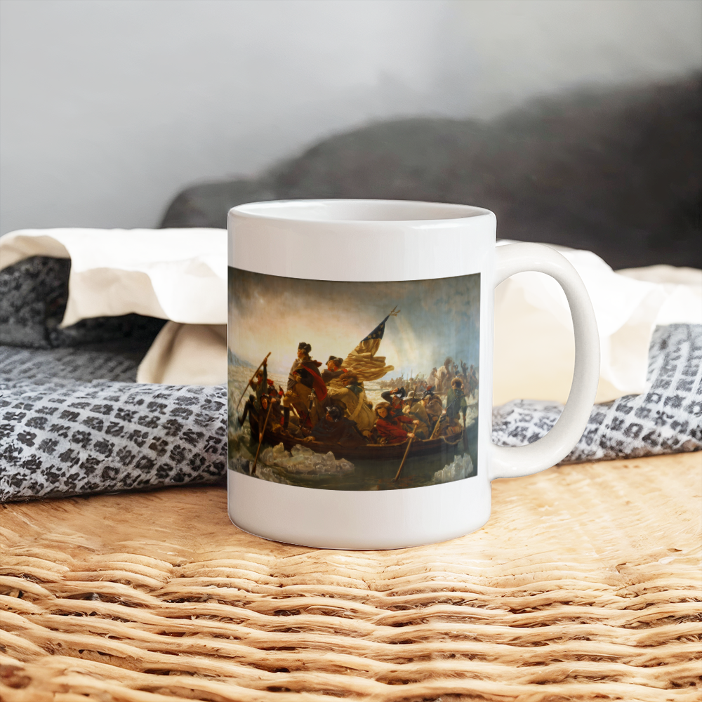 George Washington's Crossing of the Delaware River Coffee Mug (11 oz) Patriotic Famous Painting Mugs Emanuel Leutze Art