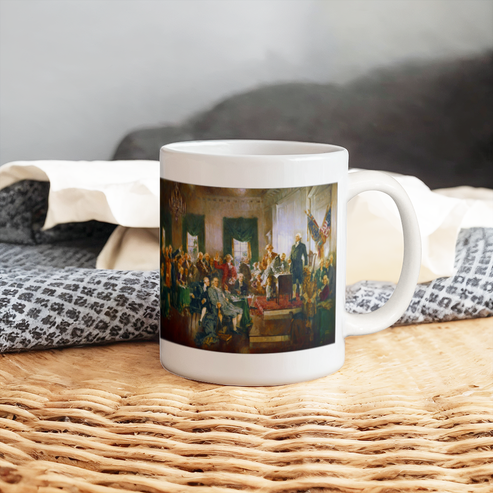 Scene at the Signing of the Constitution of the United States Coffee Mug (11 oz) 1787 Patriotic Mugs for Libertarian Conservatives