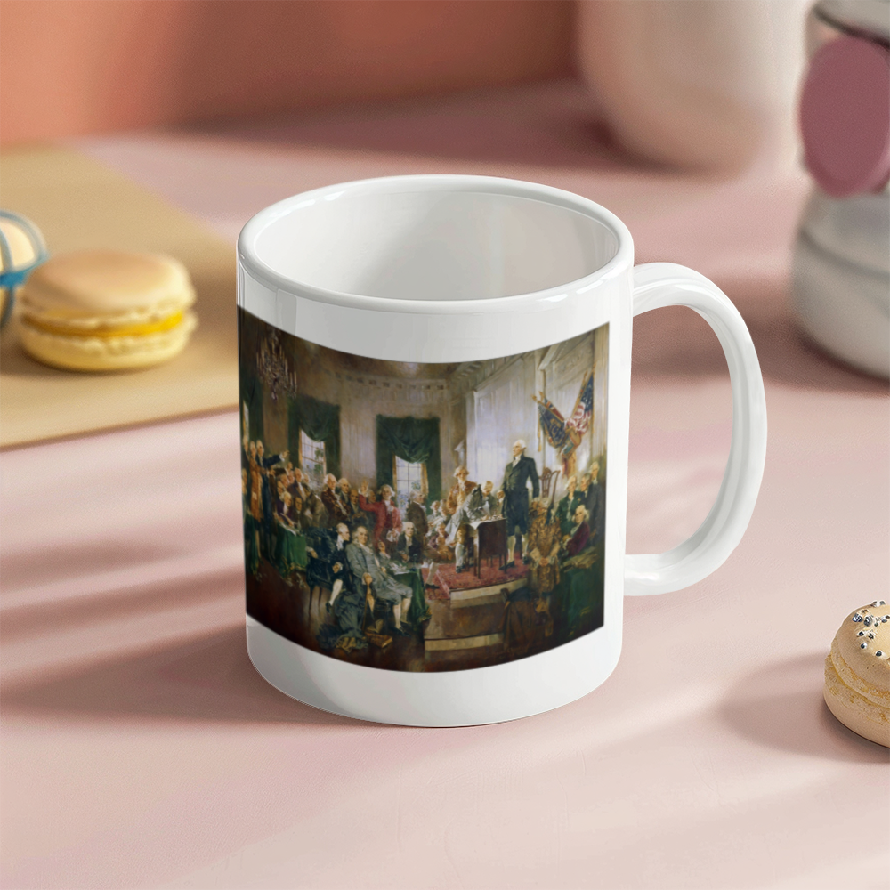 Scene at the Signing of the Constitution of the United States Coffee Mug (11 oz) 1787 Patriotic Mugs for Libertarian Conservatives