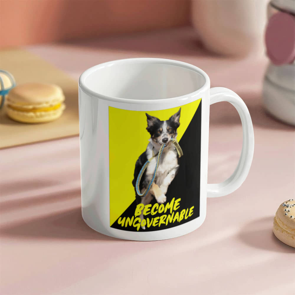 Become Ungovernable Coffee Mug (11 oz) Dog Meme Voluntaryist Ancap Flag Graphic Anarchocapitalist Anarchist Libertarian Merch