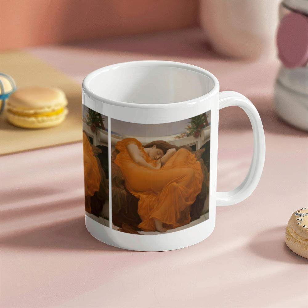 Flaming June Coffee Mug (11 oz) Famous Painting Mugs for Art Lovers Frederic Leighton Artwork