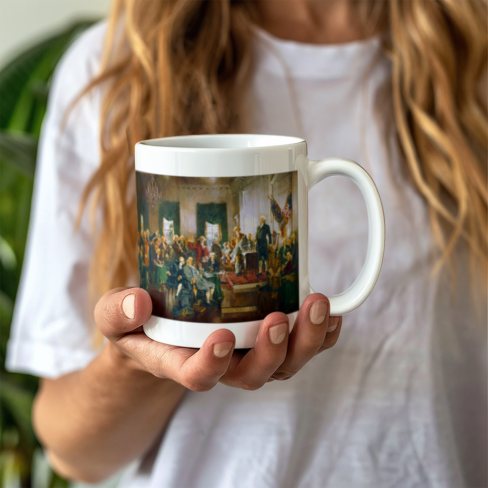 Scene at the Signing of the Constitution of the United States Coffee Mug (11 oz) 1787 Patriotic Mugs for Libertarian Conservatives