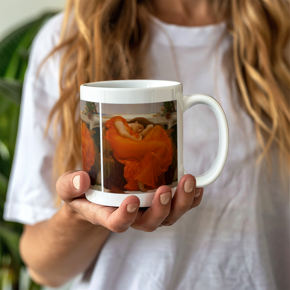 Flaming June Coffee Mug (11 oz) Famous Painting Mugs for Art Lovers Frederic Leighton Artwork