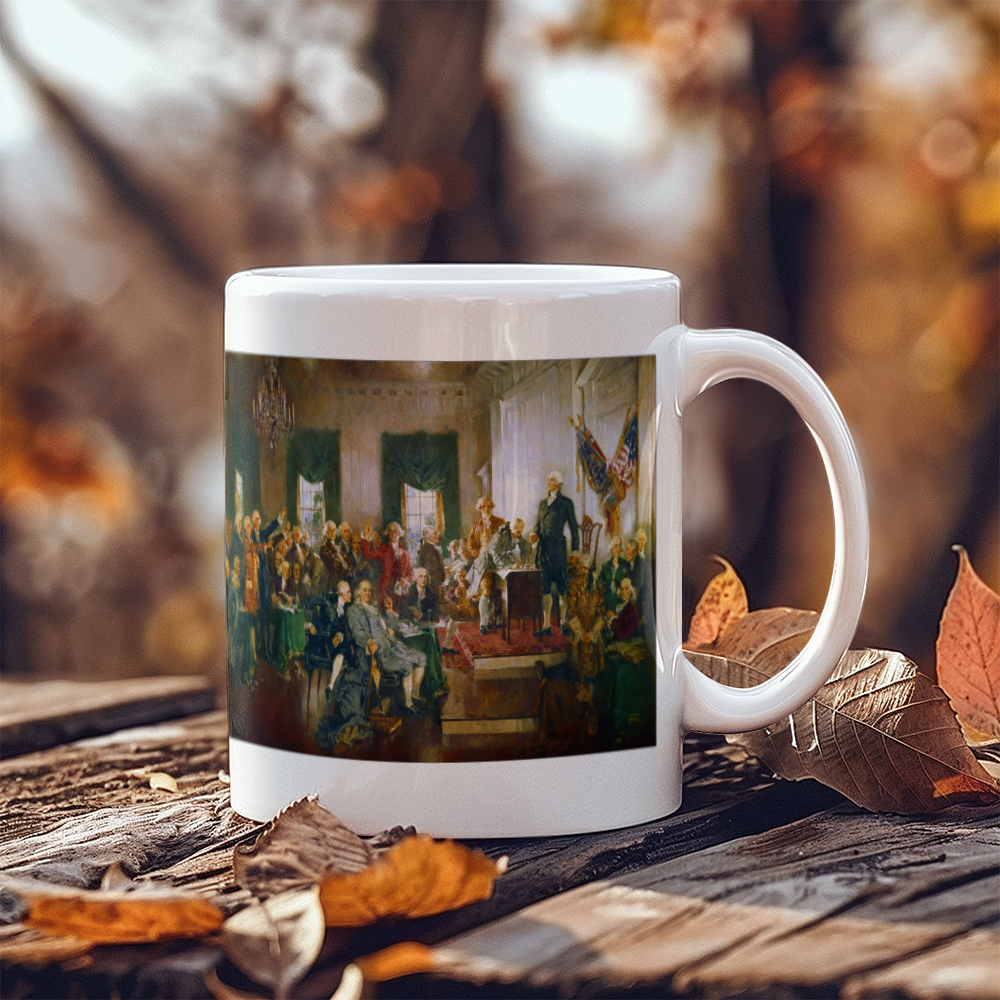 Scene at the Signing of the Constitution of the United States Coffee Mug (11 oz) 1787 Patriotic Mugs for Libertarian Conservatives