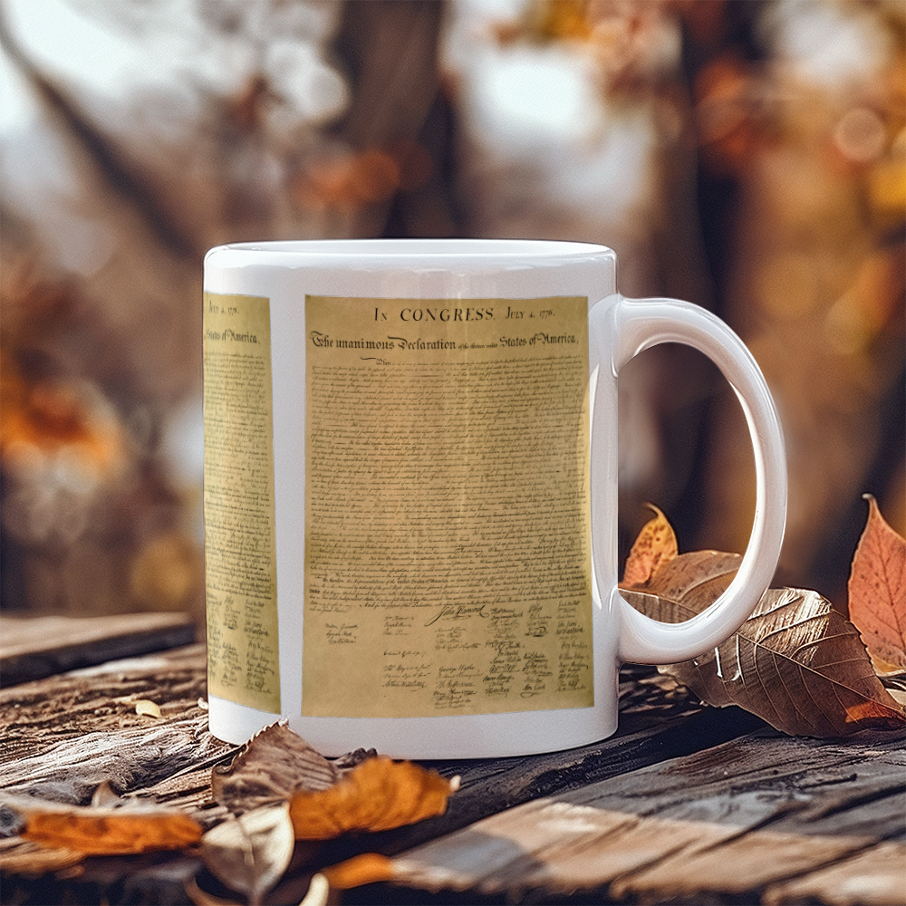 Declaration of Independence Graphic Coffee Mug (11 oz) Patriotic Mugs for Conservatives