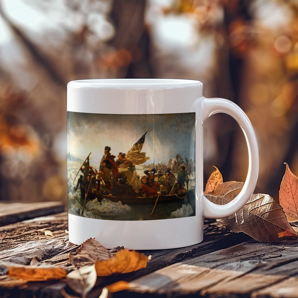 George Washington's Crossing of the Delaware River Coffee Mug (11 oz) Patriotic Famous Painting Mugs Emanuel Leutze Art