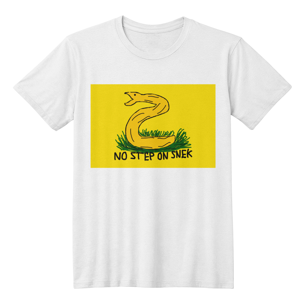 No Step On Snek Shirt Bad Drawing Gadsden Flag Dont Tread on Me Parody Libertarian Meme Graphic T-Shirt (100% Cotton)