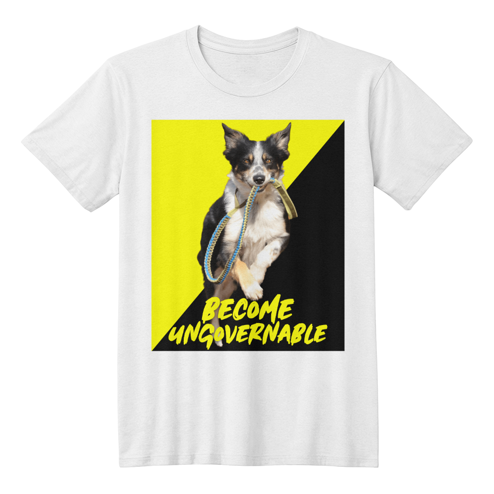 Become Ungovernable Hooded Sweatshirt Dog Voluntaryist Ancap Flag Graphic Anarchocapitalist Anarchist Libertarian T-Shirt (100% Cotton)