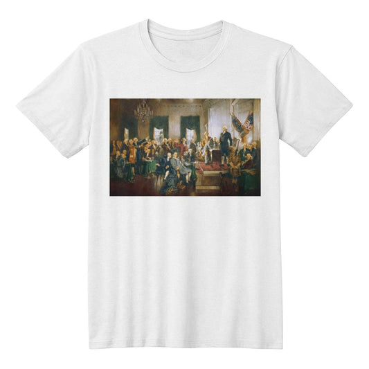 Scene at the Signing of the Constitution of the United States 1787 Patriotic Libertarian Graphic T-Shirt (100% Cotton)