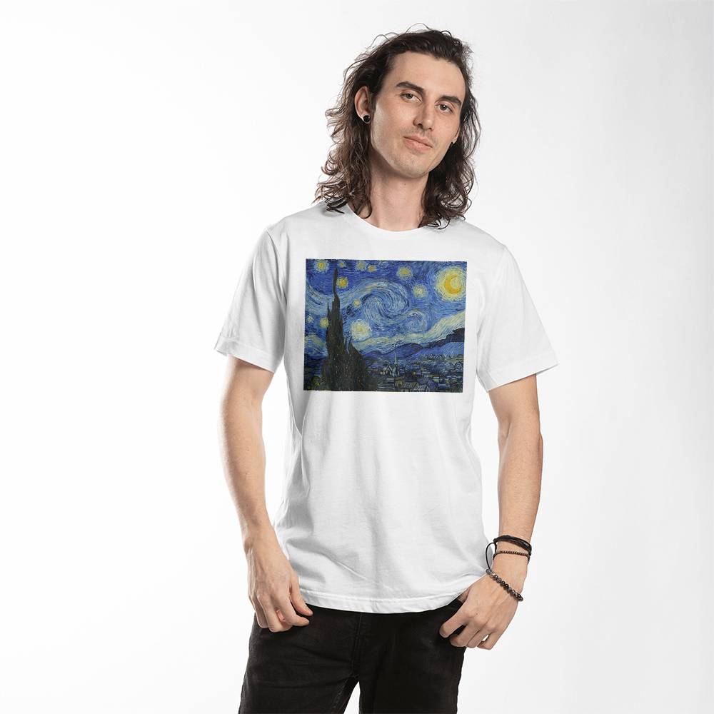 Starry Night Shirt Vincent Van Gogh Famous Painting Art Lover T-Shirt (100% Cotton)