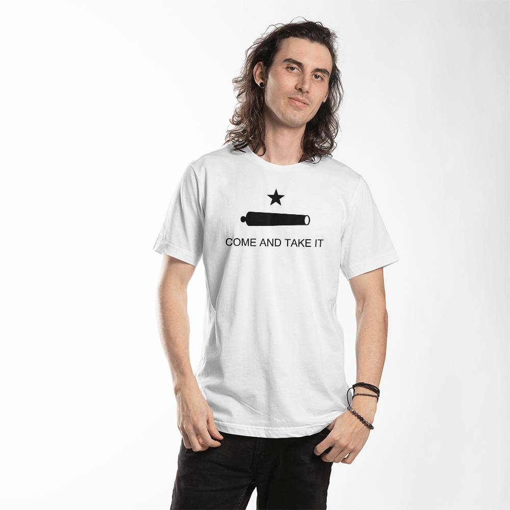 Come and Take It Shirt Battle of Gonzales Flag Cannon 2A Libertarian Graphic T-Shirt (100% Cotton)