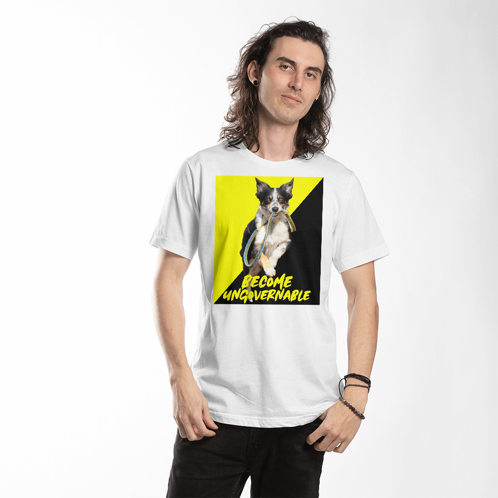 Become Ungovernable Hooded Sweatshirt Dog Voluntaryist Ancap Flag Graphic Anarchocapitalist Anarchist Libertarian T-Shirt (100% Cotton)