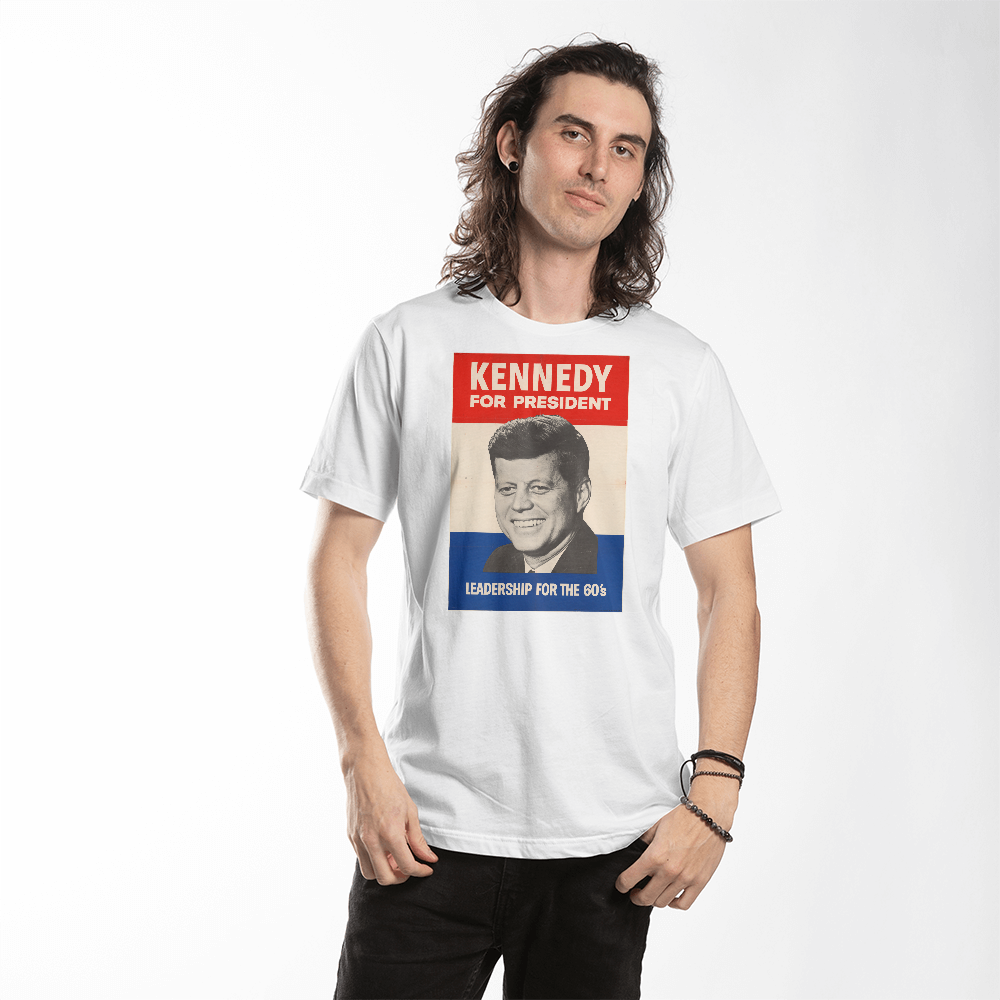 John F Kennedy for President Shirt Vintage Campaign Poster Leadership for The 60's JFK T-Shirt (100% Cotton)