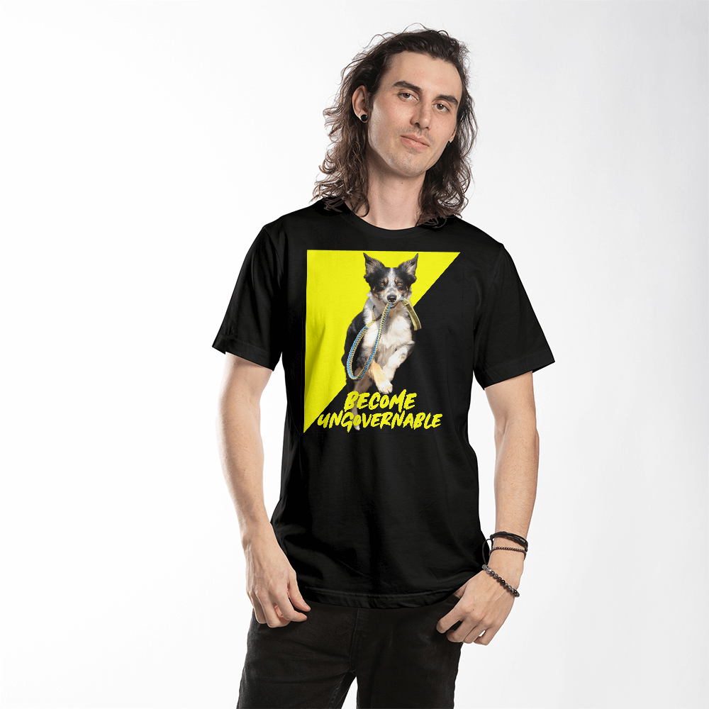 Become Ungovernable Hooded Sweatshirt Dog Voluntaryist Ancap Flag Graphic Anarchocapitalist Anarchist Libertarian T-Shirt (100% Cotton)