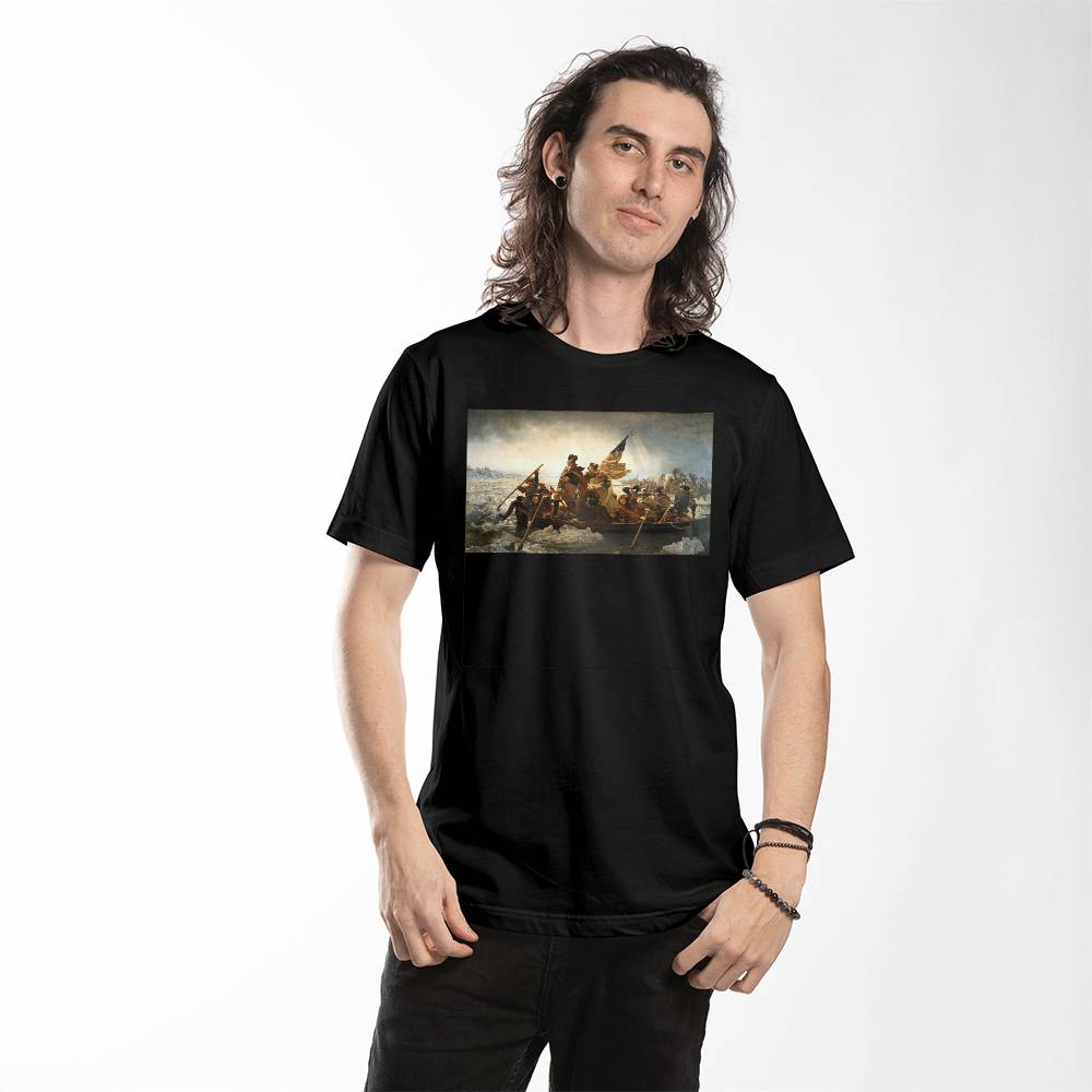 George Washington's Crossing of the Delaware River Emanuel Leutze Painting Graphic T-Shirt (100% Cotton)