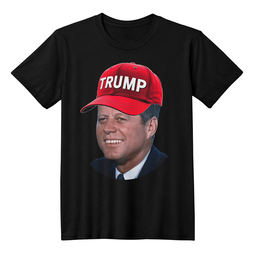 JFK Wearing Trump Hat Funny John F Kennedy Meme Graphic T-Shirt (100% Cotton)