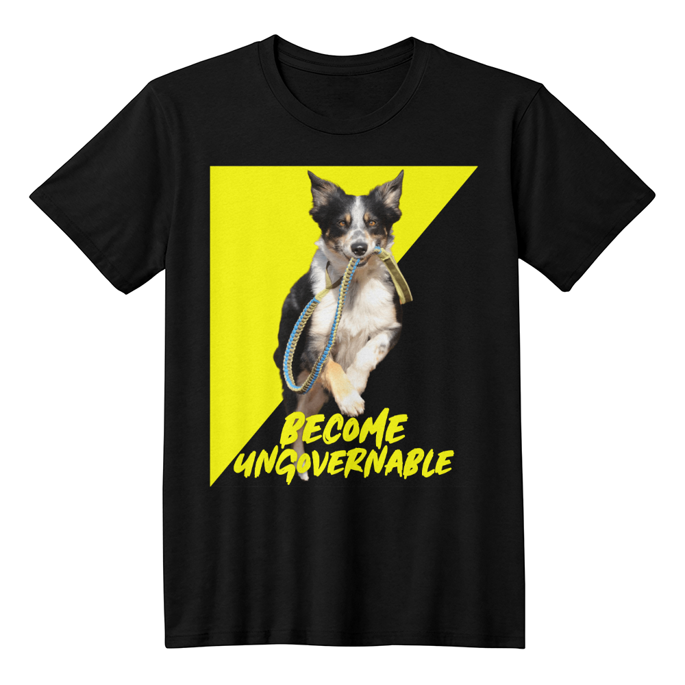 Become Ungovernable Hooded Sweatshirt Dog Voluntaryist Ancap Flag Graphic Anarchocapitalist Anarchist Libertarian T-Shirt (100% Cotton)