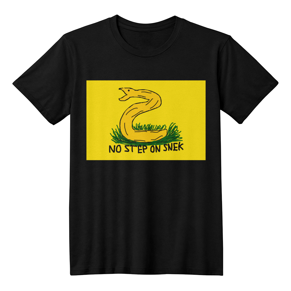 No Step On Snek Shirt Bad Drawing Gadsden Flag Dont Tread on Me Parody Libertarian Meme Graphic T-Shirt (100% Cotton)