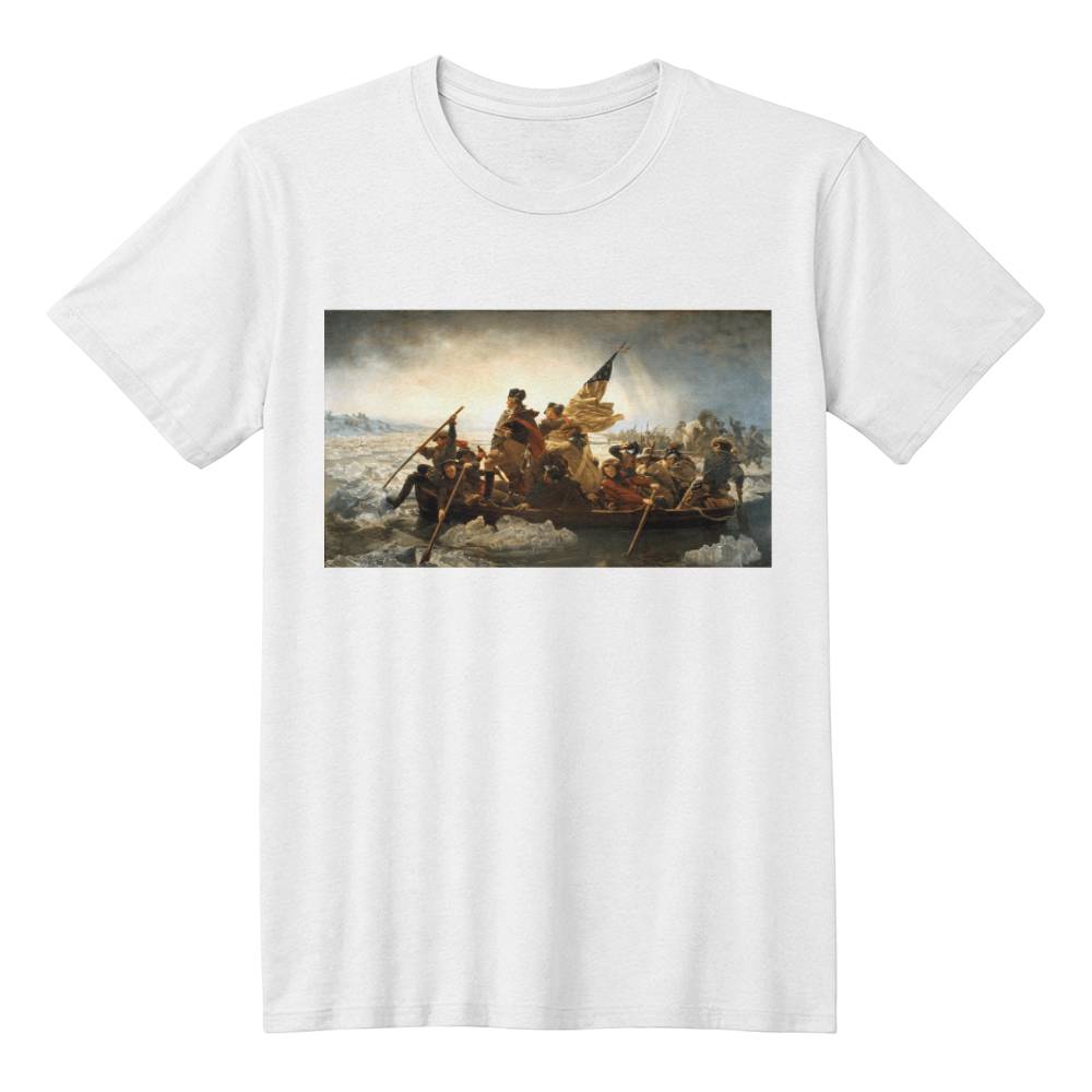 George Washington's Crossing of the Delaware River Emanuel Leutze Painting Graphic T-Shirt (100% Cotton)